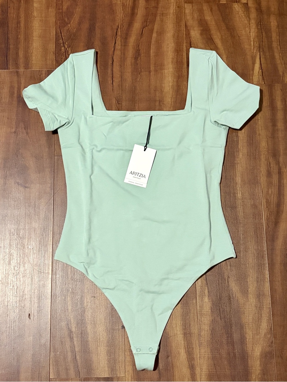 Aritzia Mint Green Square Neck Short Sleeve Bodysuit
